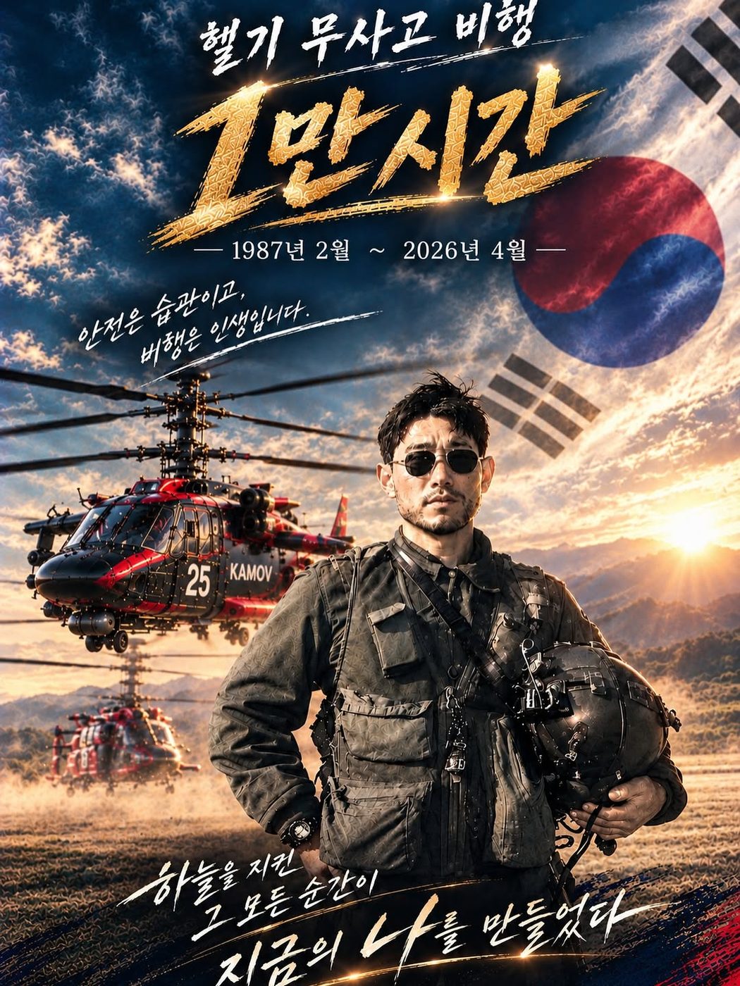 헬기 무사고 비행 1만 시간 기념 포스터
